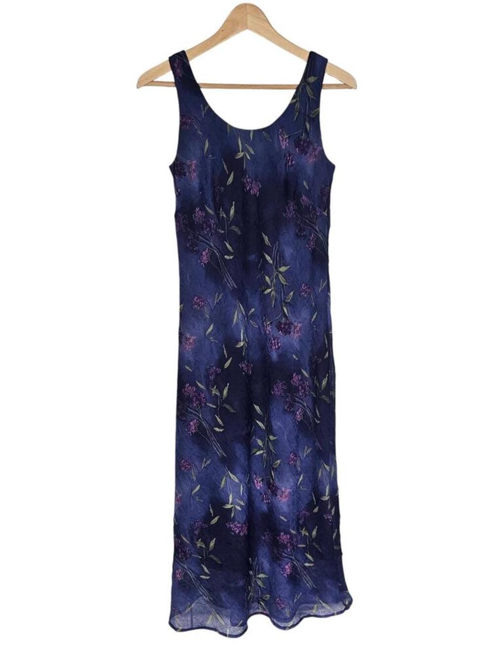 K Petite Purple Floral Sleeveless Midi Dress VTG 6P Vacation Ready - Picture 2 of 9